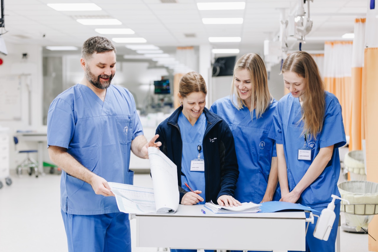 Pharmacists and students collaborating during clinical pharmacy studies at the University of Tartu